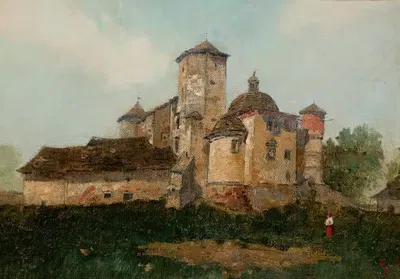 Вид на замок Вишнич с боку часовни by Станислав Фабиянский, 1893 — digital art print download