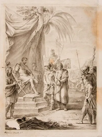 Jugurtha Bound and Handed Over to Silanus, who Takes Him to Marius by Мариано Сальвадор Маэлья, 1772 — digital art print…