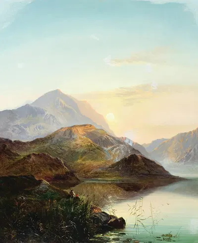 Scottish Loch, Sunset by Charles Robert Leslie — digital art print download