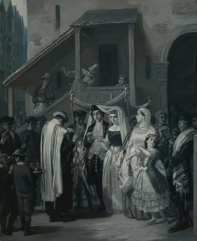 The Wedding (Die Trauung) by Мориц Даниэль Оппенгейм, 1866 — digital art print download