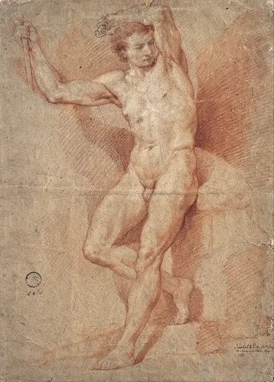 Standing Male Nude by Nicolas Guibal, 1757 — digital art print download