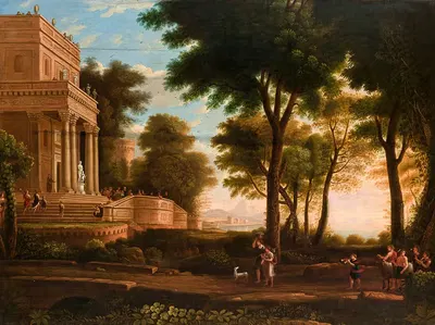 Пейзаж с классической постройкой by Ян Волаński, 1821 — digital art print download