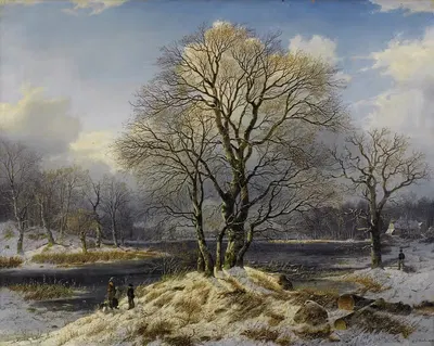 Зимний пейзаж by Иоганнес Бартоломей Дунце, 1849 — digital art print download