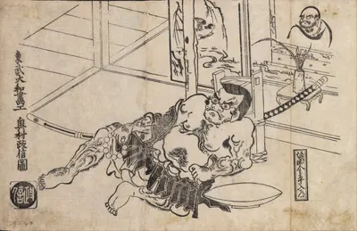 Sakata Kanetom Eating at Home by Окумура Масанобу — digital art print download