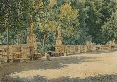 Терасса в садах виллы Боргезе, Рим by Йозеф Теодор Хансен, 1907 — digital art print download