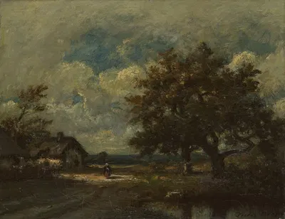 The Cottage by the Roadside, Stormy Sky by Jules Dupré, c. 1860 — digital art print download