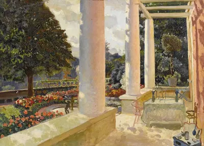 The MacMonnies Estate Terrace in Giverny by Mary Macmonnies Low — digital art print download