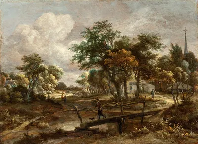 Landscape with a Footbridge by Meindert Hobbema — digital art print download