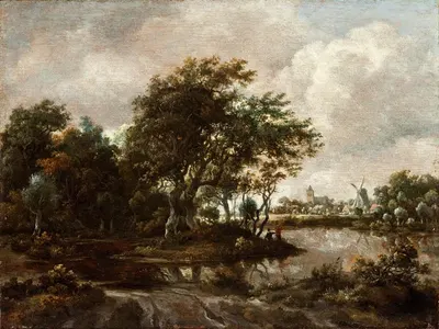 Landscape with Anglers and a Distant Town by Meindert Hobbema — digital art print download