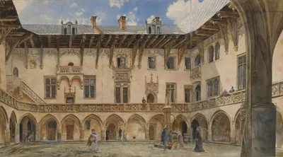 Двор университета в Кракове by Рудольф фон Альт, 1876 — digital art print download