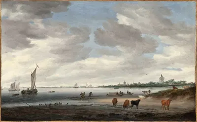 Вид на реку Лек и город Вианен by Саломон ван Руйсдал, 1668 — digital art print download