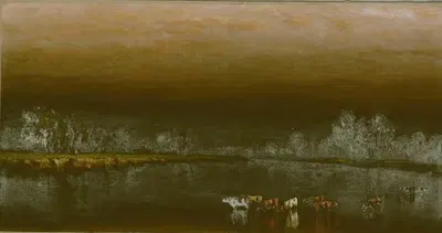 Коровы в пруду на закате by Сэнфорд Робинсон Гиффорд, 1860 — digital art print download