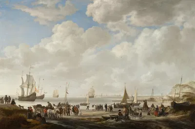 View of a Beach by Simon de Vlieger, 1646 — digital art print download