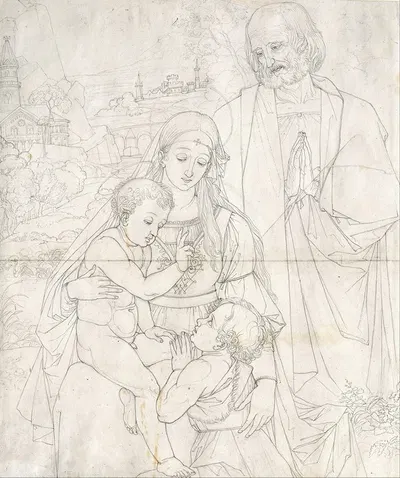 Holy Family with John the Baptist as a Boy by Петер фон Корнелиус, 1816 — digital art print download