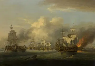 Конец битвы при Трафальгаре, 1805 by Томас Луни, 1834 — digital art print download