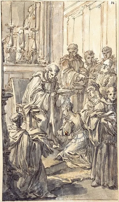The Consecration of Saint Juliana Falconieri by Pier Leone Ghezzi, 1727 — digital art print download