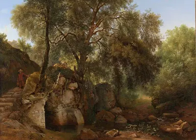 View in the Park of the Villa Chigi at Ariccia by Abraham Teerlink, 1822 — digital art print download