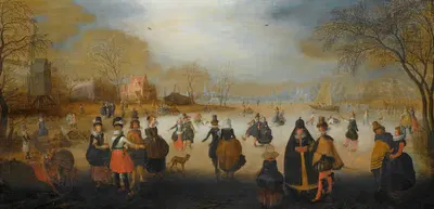 Winter Landscape with Skaters by Adam van Breen — digital art print download