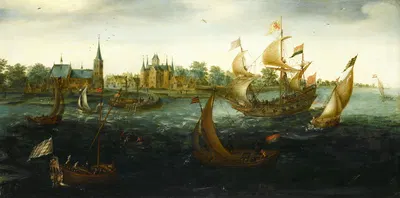 Ships off IJsselmonde by Aert Anthonisz, 1617 — digital art print download