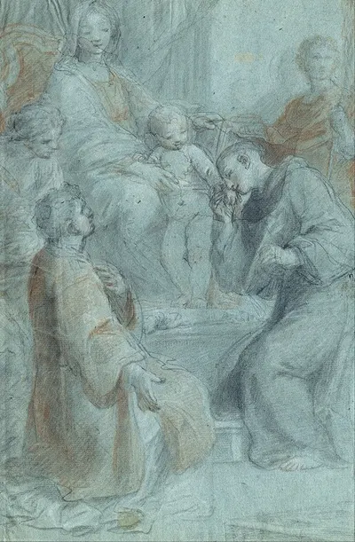 Madonna and Child Enthroned with Saints Lawrence, Anthony of Padua, Praxedes and Venantius by Pietro Antonio de' Pietri,…