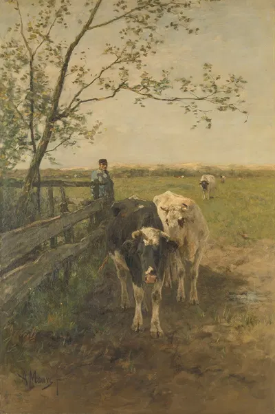 De melkbocht by Anton Mauve, 1870 - 1888 — digital art print download