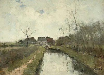Huisje aan een sloot by Anton Mauve, 1870 - 1888 — digital art print download