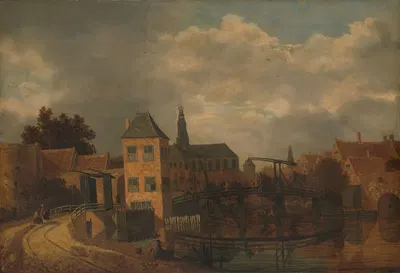 View of the Town of Haarlem, taken from the Spaarne River, showing the Eendjespoort by Balthasar van der Veen — digital art…