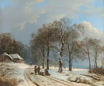 Зимний пейзаж by Баренд Корнелис Кёккёк, 1835 - 1838 — digital art print download