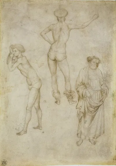 Two male figure studies and St Peter by Pisanello, 1430 - 1435 — digital art print download