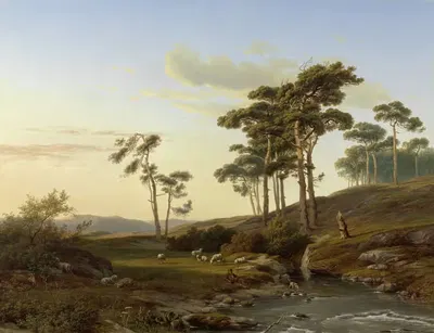 Вечернее настроение с пастухом by Корнелис Лиэсте, c. 1855 — digital art print download