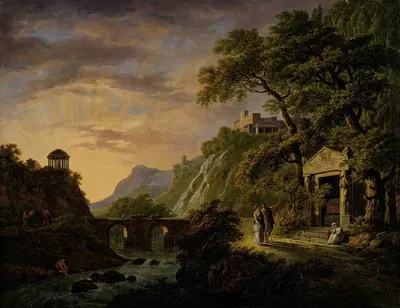 Аркадический пейзаж с заходящим солнцем by Даниэль Дюпре, 1792 - 1809 — digital art print download
