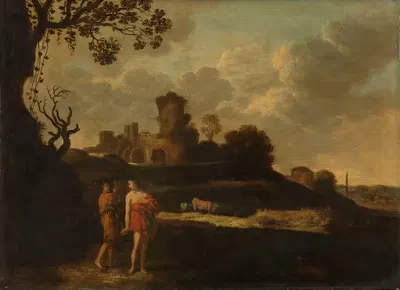 Аркадный пейзаж с пастухами и скотом by Дирк Даленс, 1625 - 1676 — digital art print download
