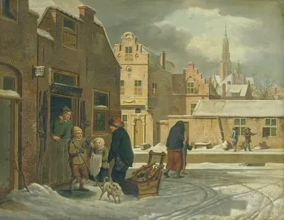 Городской вид зимой by Дирк Ян ван дер Лаан, 1790 - 1813 — digital art print download