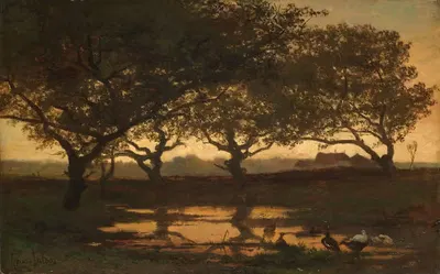 Лесное озеро на закате by Жерар Билдерс, c. 1862 — digital art print download