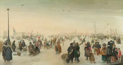 Наслаждение льдом рядом с городом by Хендрик Аверкамп, c. 1620 — digital art print download