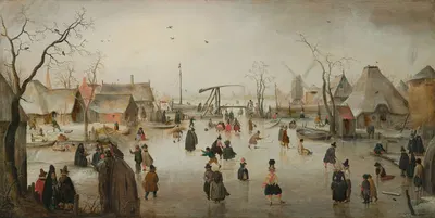 Катание на коньках в деревне by Хендрик Аверкамп, c. 1610 — digital art print download