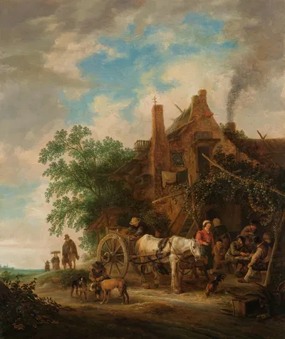 Сельская гостиница с лошадью и повозкой by Исаак ван Остаде, 1640 - 1649 — digital art print download
