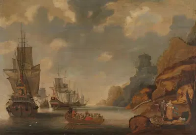 Французский эскадрон у скалистого побережья by Якоб Адриансен Беллевуа, 1640 - 1676 — digital art print download