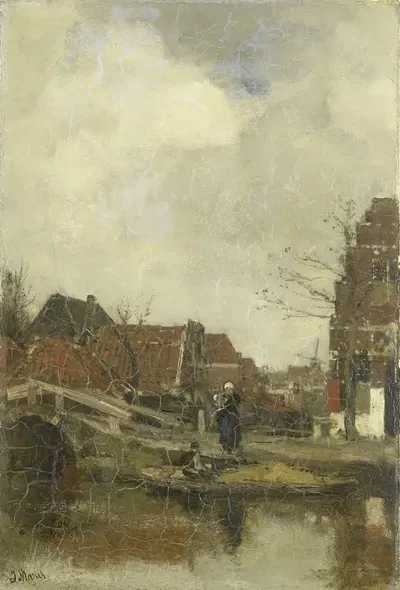 Oud buurtje aan het water by Jacob Maris, 1883 — digital art print download