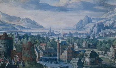 Landscape with the story of Jephthah's daughter by Jacob Savery the Elder, 1580 - 1589 — digital art print download