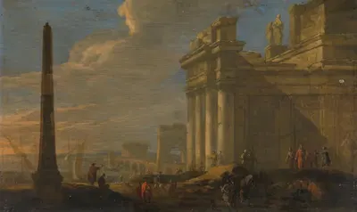 Итальянский вид на порт by Яков ван дер Ульфт, 1650 - 1689 — digital art print download