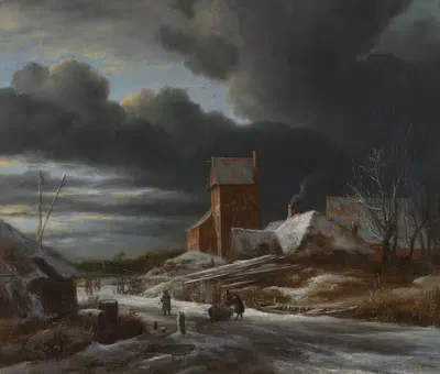Зимний пейзаж by Якоб ван Руйсдал, c. 1665 — digital art print download