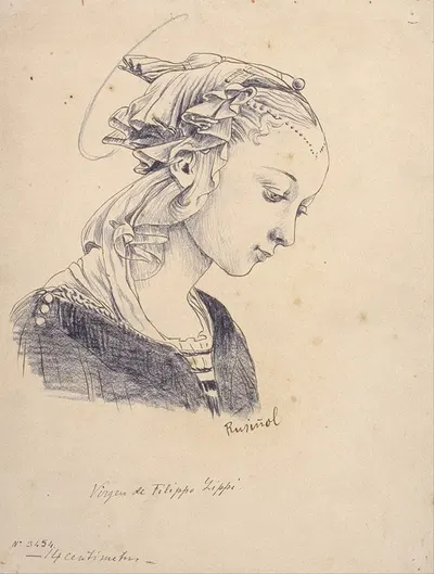 Bust from the 'Madonna with Angels' by Filippo Lippi by Сантьяго Русиньоль, 1894 — digital art print download