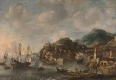 Голландские корабли в иностранном порту by Ян Абрахамсз Беерстраатен, 1658 — digital art print download