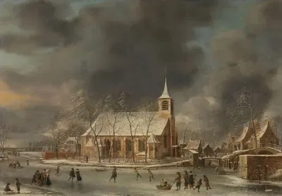 Вид на церковь Слотен зимой by Ян Абрахамсз Беерстраатен, 1640 - 1666 — digital art print download