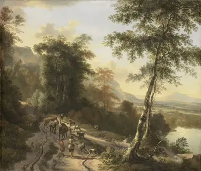 Пейзаж с пастухами скота by Ян Хакаерт, 1660 - 1685 — digital art print download