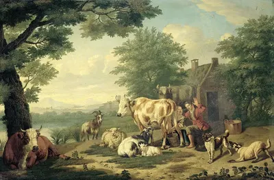 Время доения by Ян ван Гул, 1710 - 1763 — digital art print download
