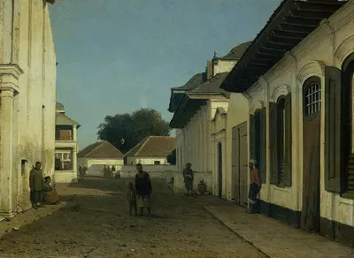 Een straat in het oude deel van Batavia by Jan Weissenbruch — digital art print download