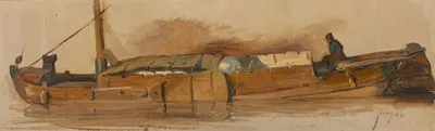 Lange schuit met schipper by Jan Weissenbruch, 1832 - 1880 — digital art print download