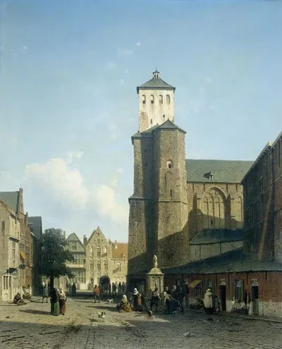 St Denis Church in Liège by Jan Weissenbruch, 1850 - 1860 — digital art print download